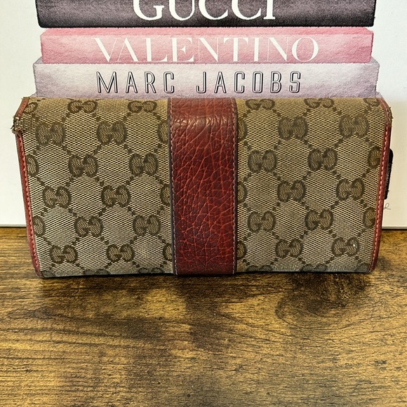 Gucci Long brown canvas and leather snap wallet - Picture 7 of 7